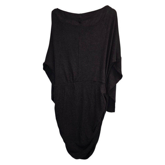 Reformation "Cotton Comfy" stretch fabric Black Draped Long Sleeve Dress XL - Picture 3 of 12